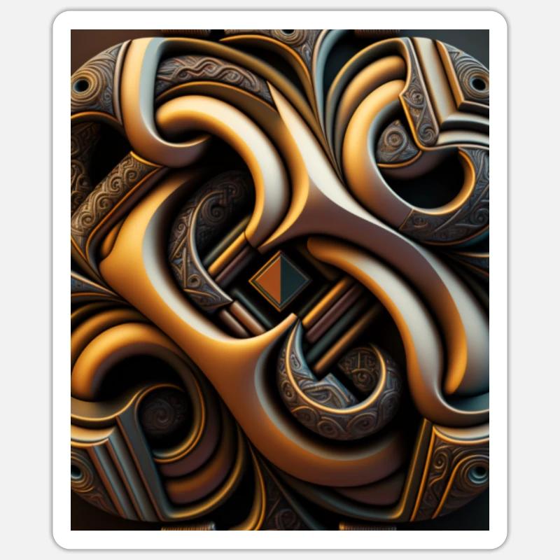 Si-Fi, pattern, abstract, orange, black Sticker size S (10 x 10 cm)