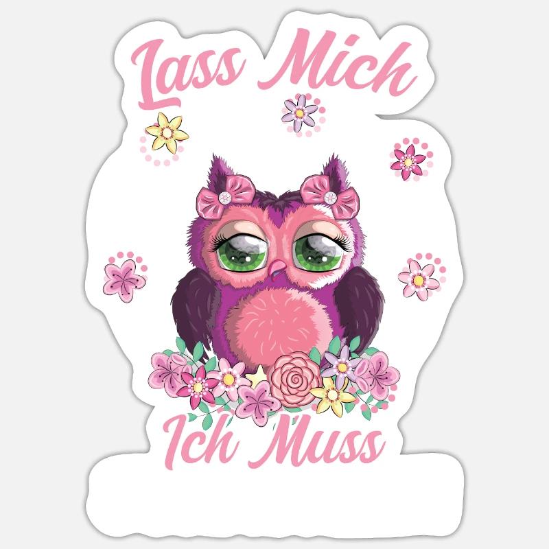 Eule Vogel Schaukeln Geschenk - Sticker Größe S (10 x 10 cm) - Mattweiß