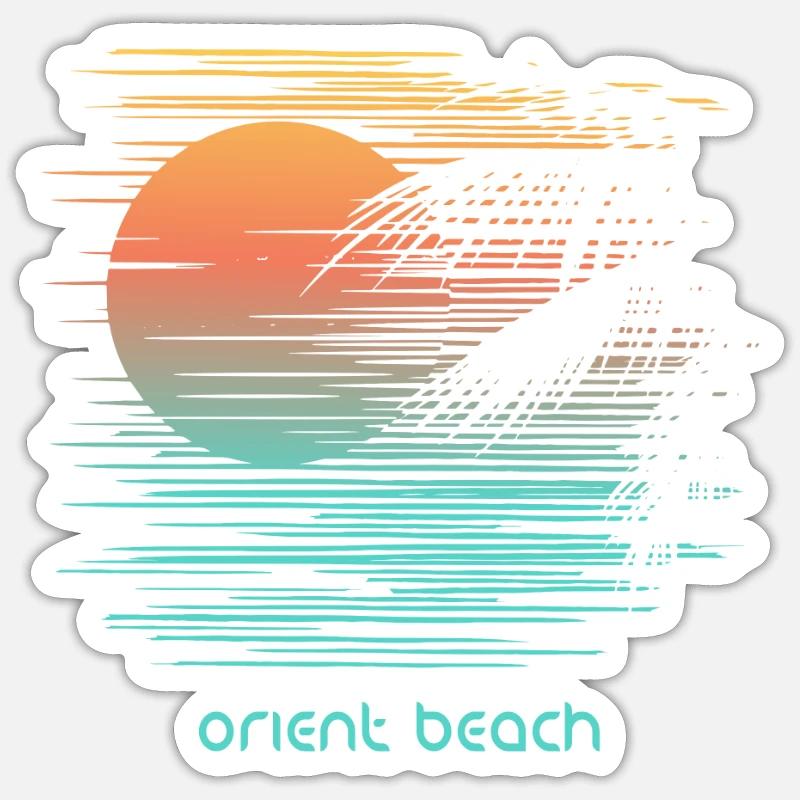 Artistic Orient Beach Saint Martin Palme Sticker Größe S (10 x 10 cm)