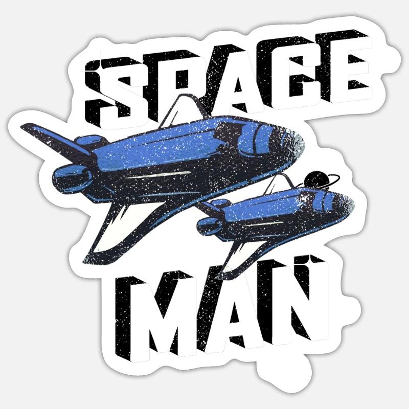 SPACE MAN - Sticker Größe S (10 x 10 cm) - Mattweiß
