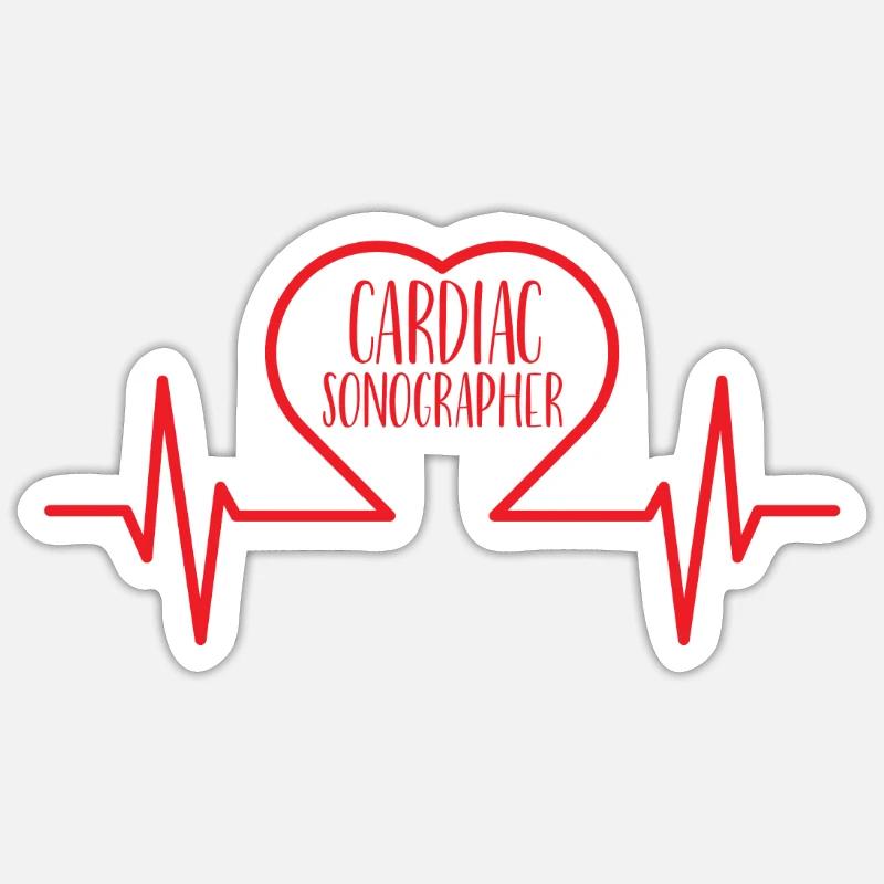 Échographie échographique cardiaque - Sticker taille S (10 x 10 cm) - blanc mat