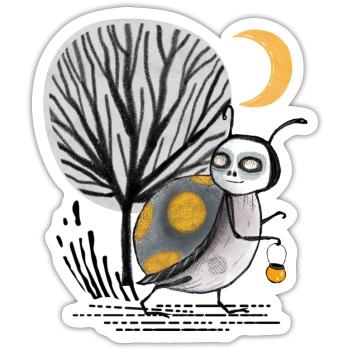 Mondnacht Waldkäfer-Tierchen - Sticker Größe S (10 x 10 cm) - Mattweiß - Vorne