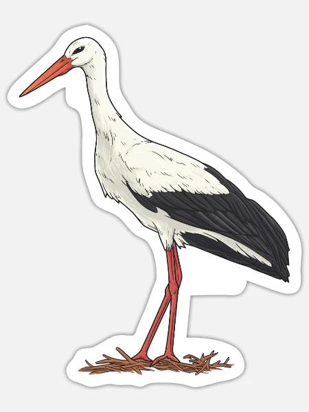 Storch Vogel Ornithologie Vogelbeobachtung - Sticker Größe S (10 x 10 cm) - Mattweiß
