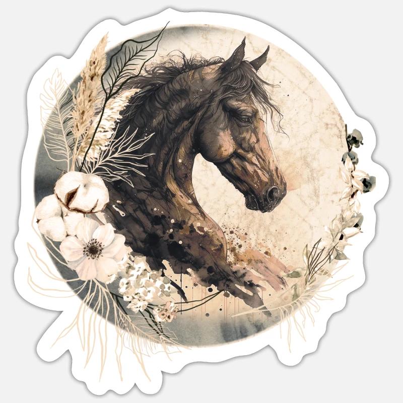 Pferd Boho - Sticker Größe S (10 x 10 cm) - Mattweiß