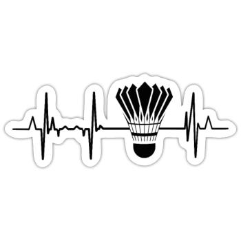 Badmintonspieler Herzschlag - Sticker Größe S (10 x 10 cm) - Mattweiß - Vorne