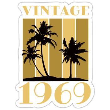 Born 1969 Year of birth Date of birth Vintage - Sticker size S (10 x 10 cm) - white matte - Front