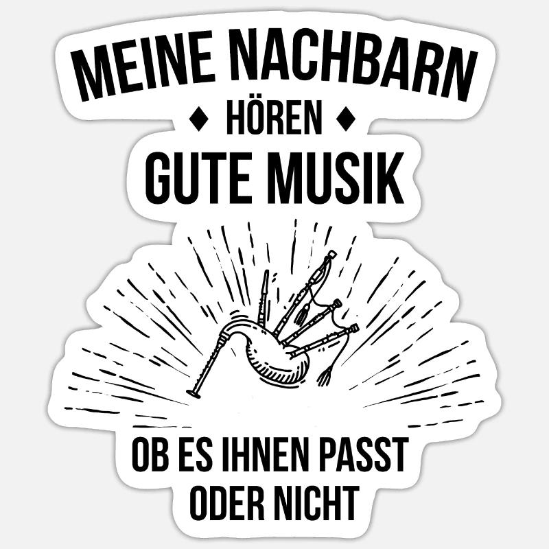Dudelsack Dudelsackspieler Sackpfeife - Sticker Größe S (10 x 10 cm) - Mattweiß