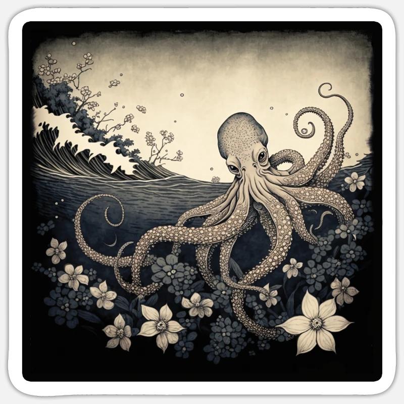 Octopus - Sticker size S (10 x 10 cm) - white matte