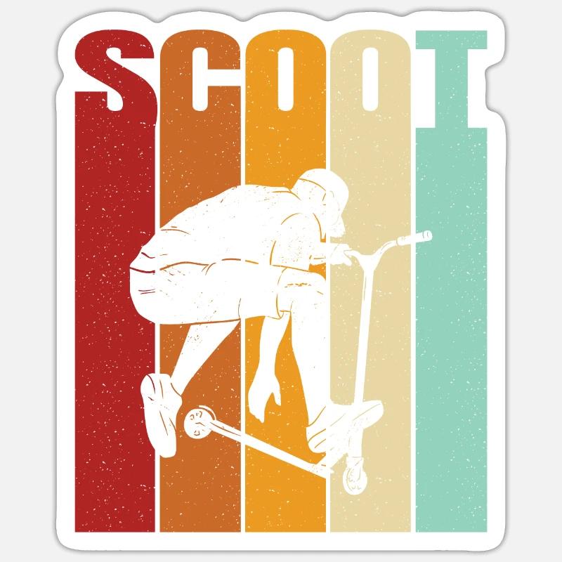 Scooter Roller Tretroller Geschenk - Sticker Größe S (10 x 10 cm) - Mattweiß