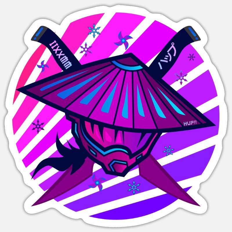 Samurai Monster Schwert violet - Sticker Größe S (10 x 10 cm) - Mattweiß