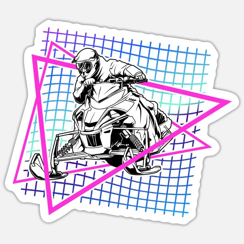 Retrowave Snowmobile - Sticker size S (10 x 10 cm) - white matte