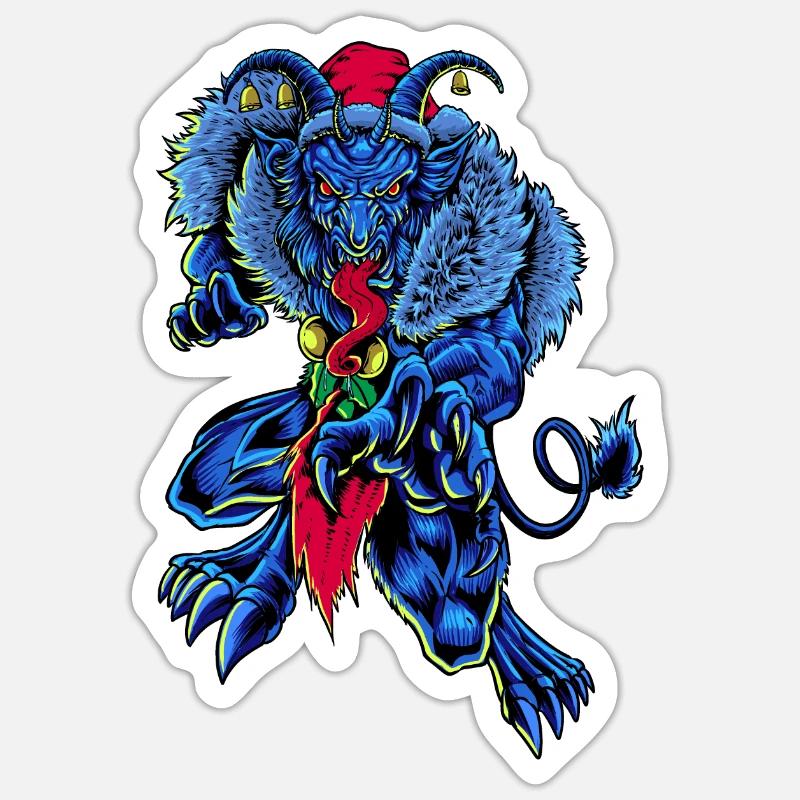 Krampus - Sticker taille S (10 x 10 cm) - blanc mat