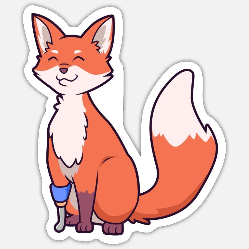 Fox with prosthetic leg - Sticker size S (10 x 10 cm) - white matte