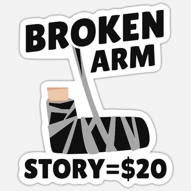 Gebrochener Arm Geschichte Knochen Ellenbogen - Sticker Größe S (10 x 10 cm) - Mattweiß
