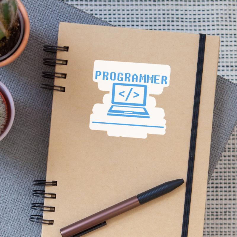 Developer Coder Programmer Comic Coding Sticker size S (10 x 10 cm)
