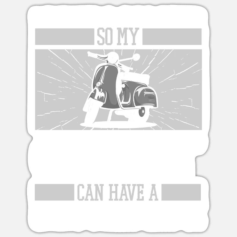 Motorroller Katze - Sticker Größe S (10 x 10 cm) - Mattweiß