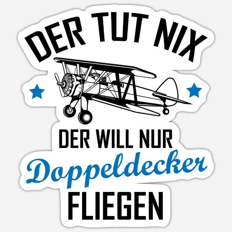 Doppeldecker Flugzeug Pilot Cooler Spruch Geschenk Sticker Größe S (10 x 10 cm)