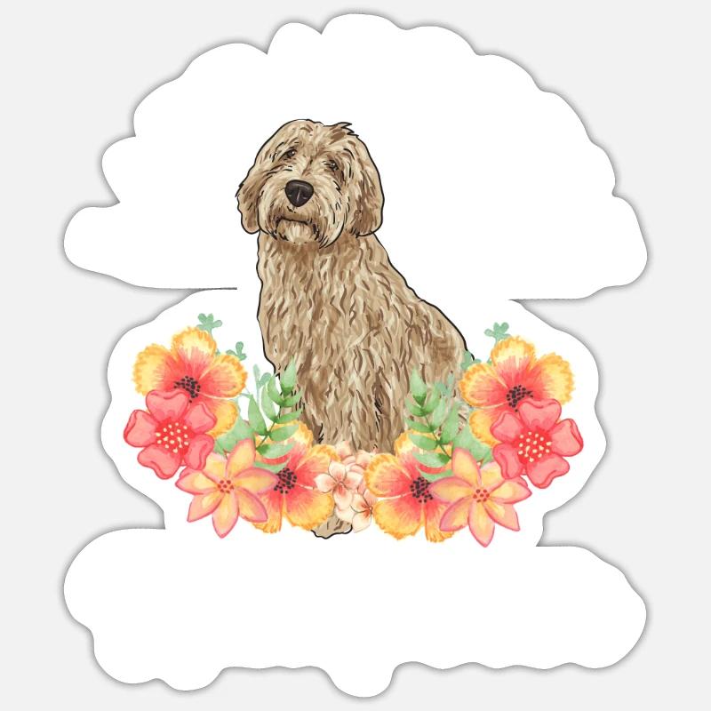 Labradoodle Chien - Sticker taille S (10 x 10 cm) - blanc mat