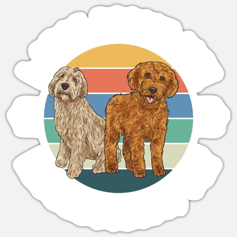 Labradoodle Hund - Sticker Größe S (10 x 10 cm) - Mattweiß