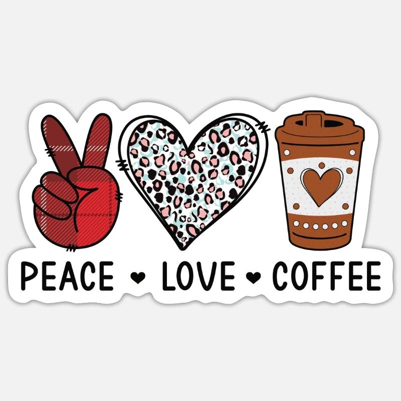 Frieden Liebe Kaffee Kaffeebohnen Herzsymbol - Sticker Größe S (10 x 10 cm) - Mattweiß