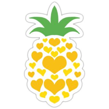 Ananas Herz - Sticker Größe S (10 x 10 cm) - Mattweiß - Vorne