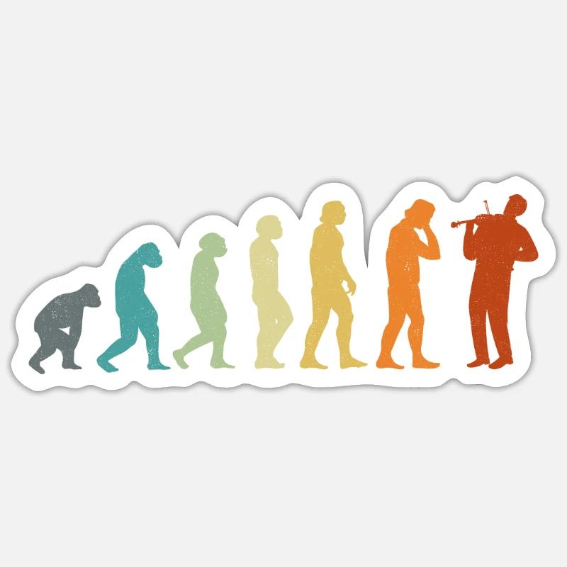 Violon Violoniste Evolution Retro - Sticker taille S (10 x 10 cm) - blanc mat