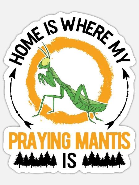Gottesanbeterin Zuhause Mantis Fangschrecke - Sticker Größe S (10 x 10 cm) - Mattweiß