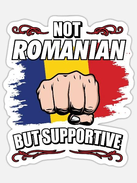 Not Romanian But Supportive Travel Tourist - Sticker Größe S (10 x 10 cm) - Mattweiß