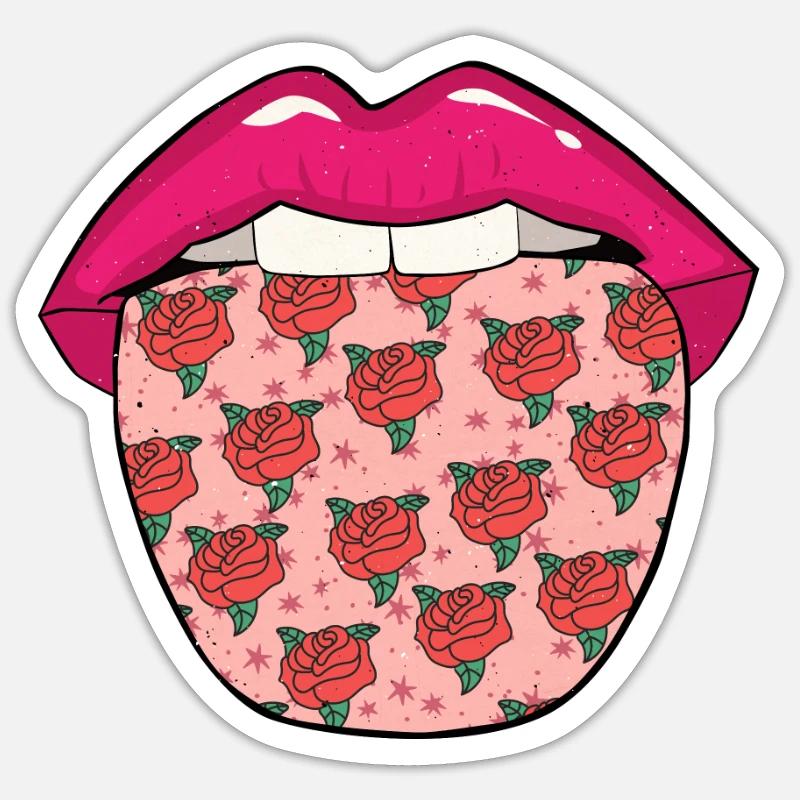 Langue de rose - Sticker taille S (10 x 10 cm) - blanc mat