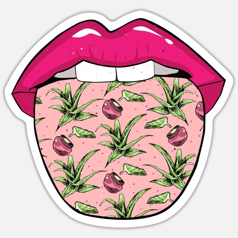 Langue d’Aloe Vera - Sticker taille S (10 x 10 cm) - blanc mat