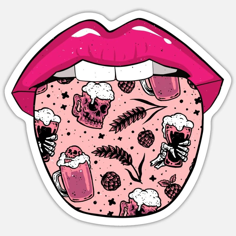 Drinking alcohol Drinking Tongue - Sticker size S (10 x 10 cm) - white matte