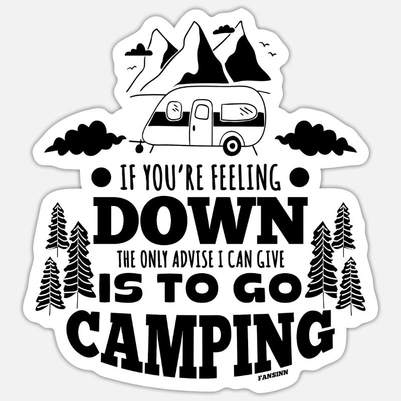 Camping - Sticker taille S (10 x 10 cm) - blanc mat