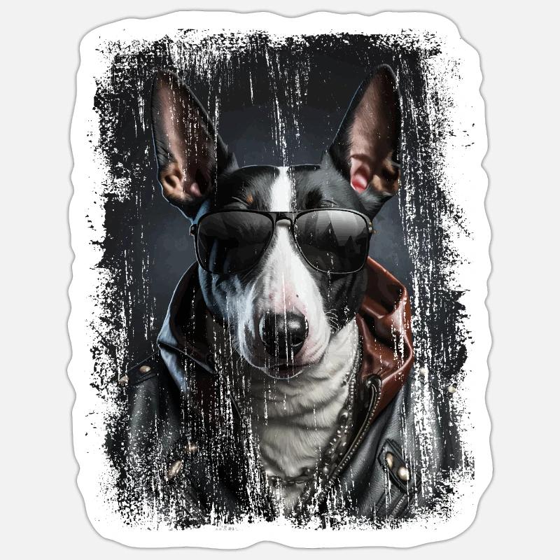 cooler Bullterrier - Sticker Größe S (10 x 10 cm) - Mattweiß