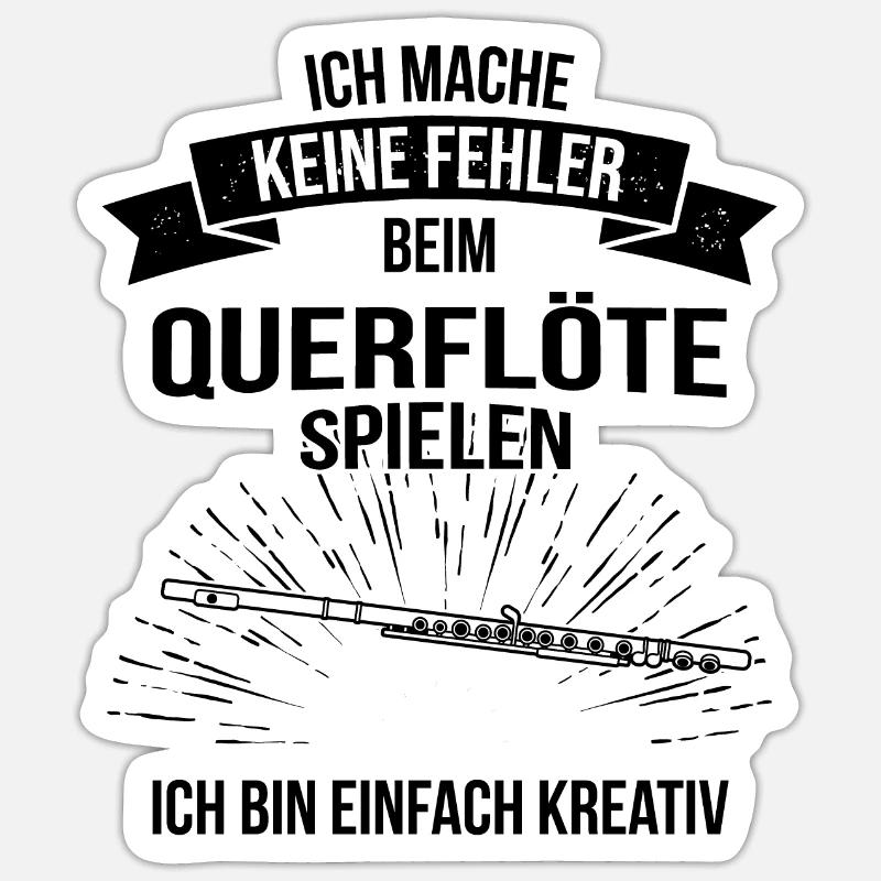 Querflöte Querflötenspieler Querflötist - Sticker Größe S (10 x 10 cm) - Mattweiß