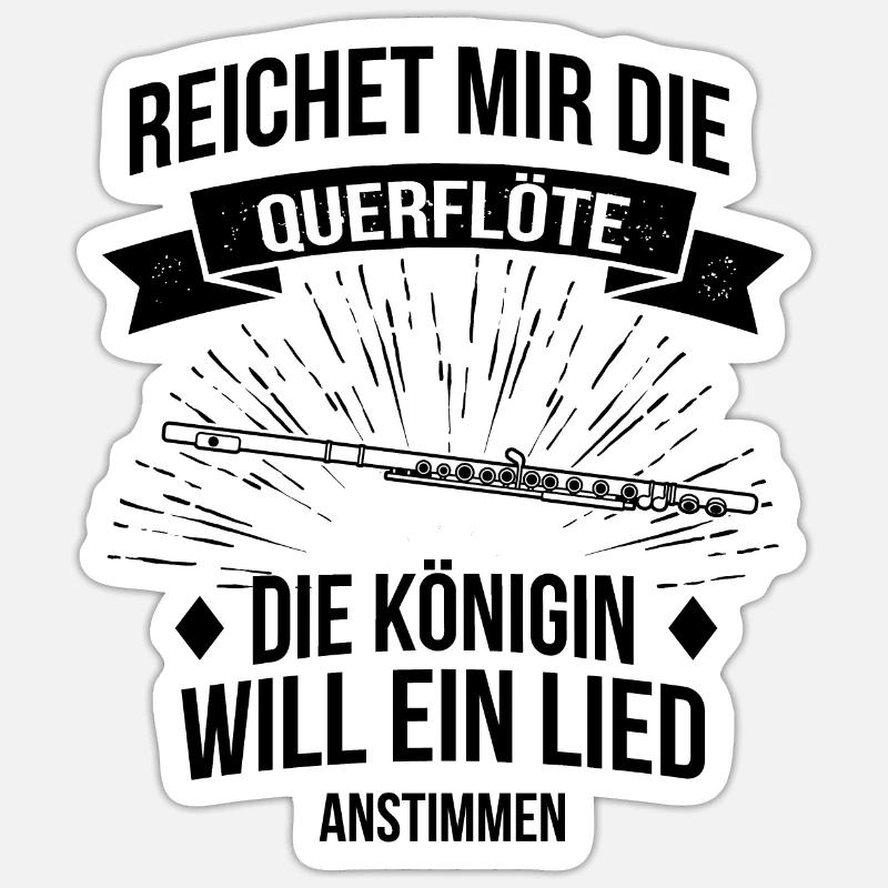 Querflöte Querflötenspieler Querflötist - Sticker Größe S (10 x 10 cm) - Mattweiß