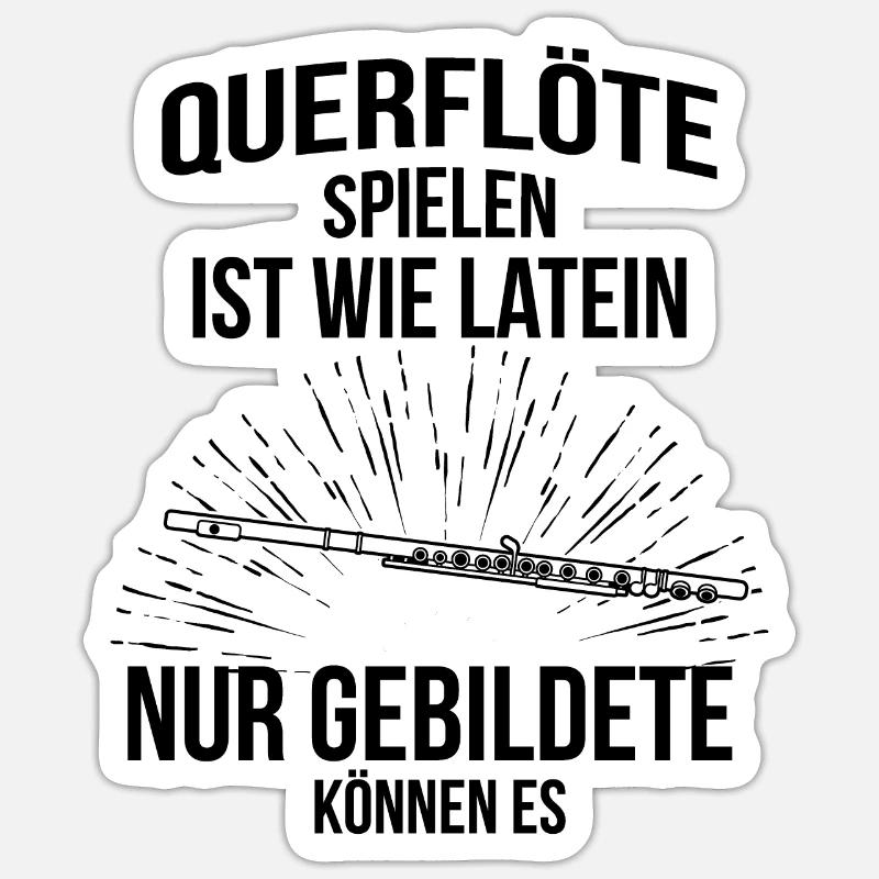 Querflöte Querflötenspieler Querflötist - Sticker Größe S (10 x 10 cm) - Mattweiß