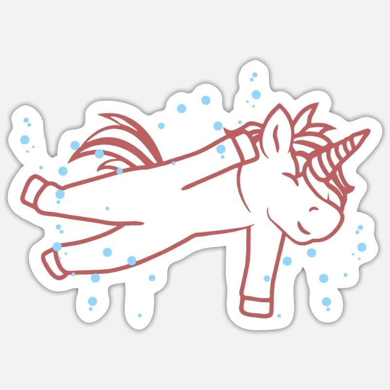 Licorne nageuse - Sticker taille S (10 x 10 cm) - blanc mat