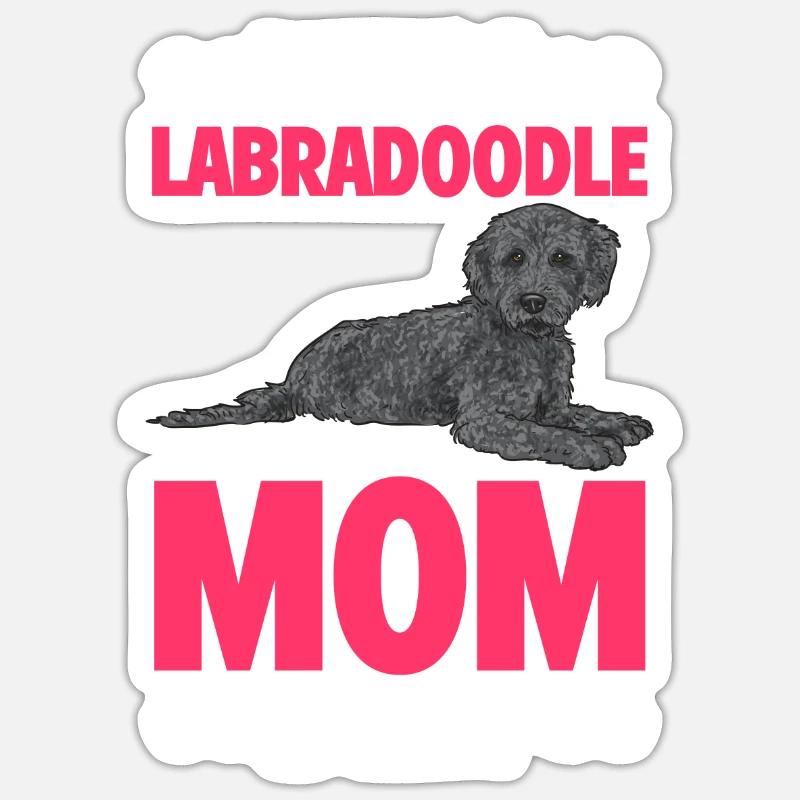 Labradoodle Chien - Sticker taille S (10 x 10 cm) - blanc mat