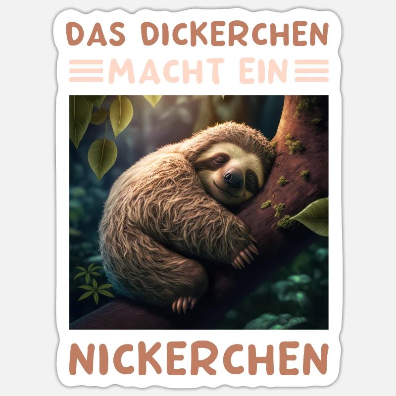 Das Dickerchen Macht Ein Nickerchen Morgenmuffel Sticker Größe S (10 x 10 cm)