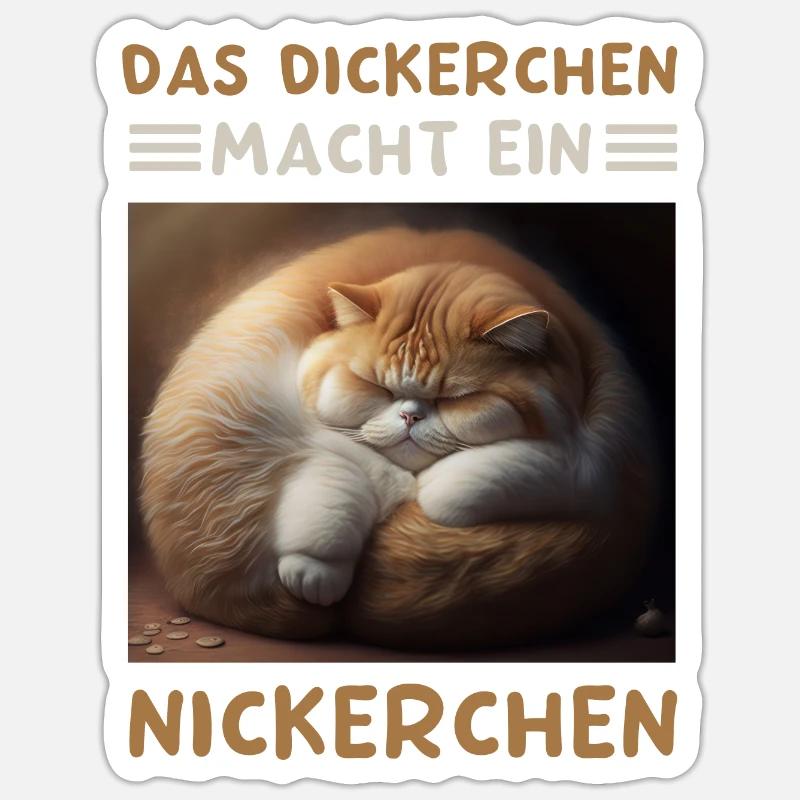 Das Dickerchen Macht Ein Nickerchen Morgenmuffel - Sticker Größe S (10 x 10 cm) - Mattweiß
