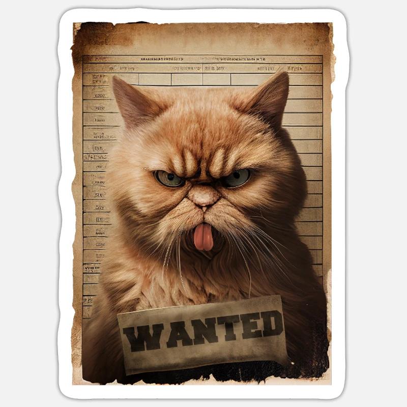 Cat wanted - Sticker size S (10 x 10 cm) - white matte
