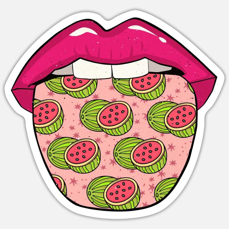 Langue de pastèque - Sticker taille S (10 x 10 cm) - blanc mat