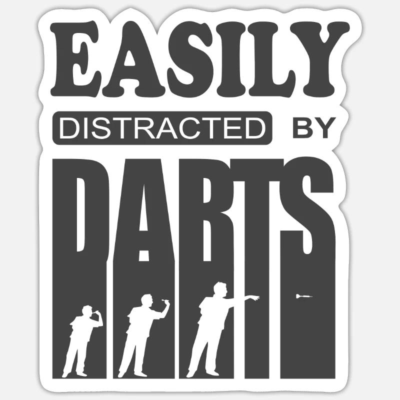 Dart cooler Spruch Easily distracted by Darts Sticker Größe S (10 x 10 cm)