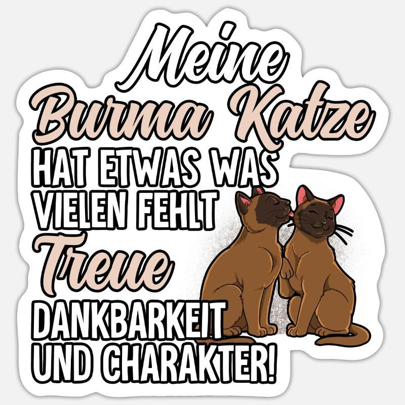 Burma Katze - Sticker Größe S (10 x 10 cm) - Mattweiß