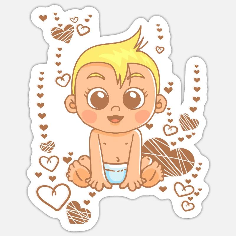 Doux bébé sous l’arc-en-ciel - Sticker taille S (10 x 10 cm) - blanc mat