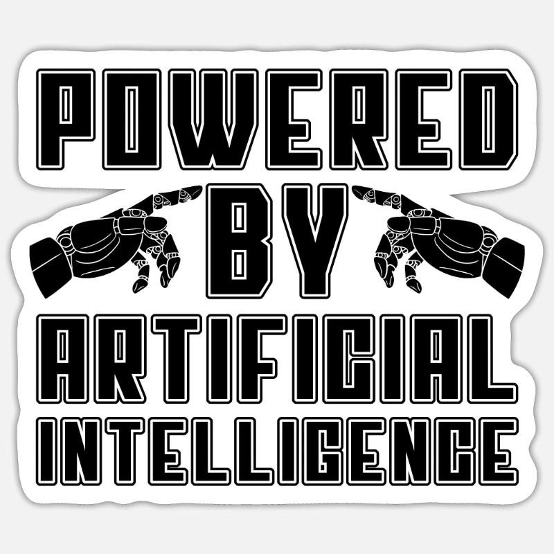 Powered By Artificial Cyborg Programmer Robotics - Sticker size S (10 x 10 cm) - white matte