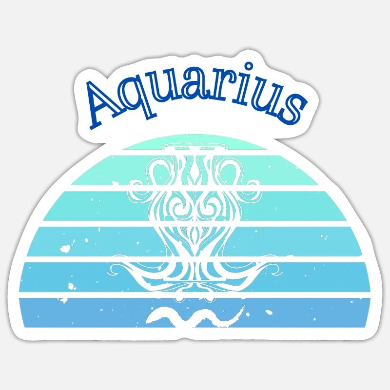 Retro-Logo astrologisches Zeichen "Wassermann" - Sticker Größe S (10 x 10 cm) - Mattweiß