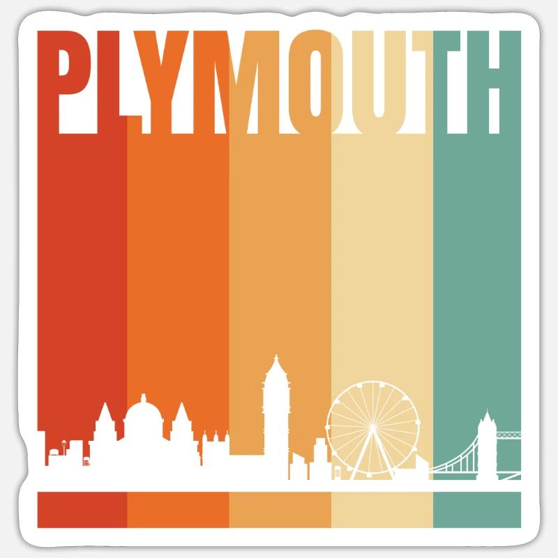 Plymouth - Sticker size S (10 x 10 cm) - white matte