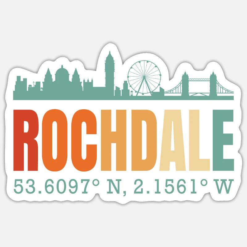 Rochdale - Sticker taille S (10 x 10 cm) - blanc mat