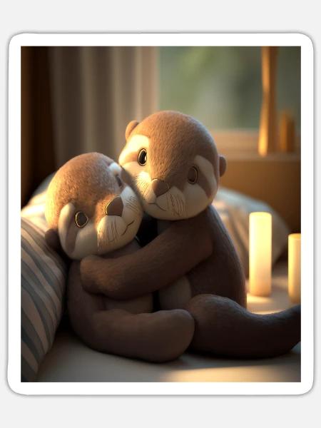 Anniversary Otter Sweet Huggable Otter - Sticker Größe S (10 x 10 cm) - Mattweiß